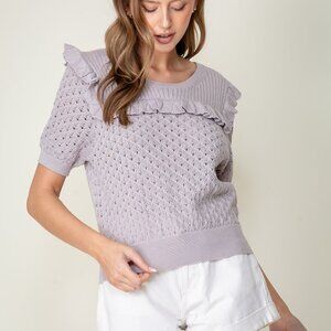LUMIERE RUFFLE KNIT SWEATER TOP